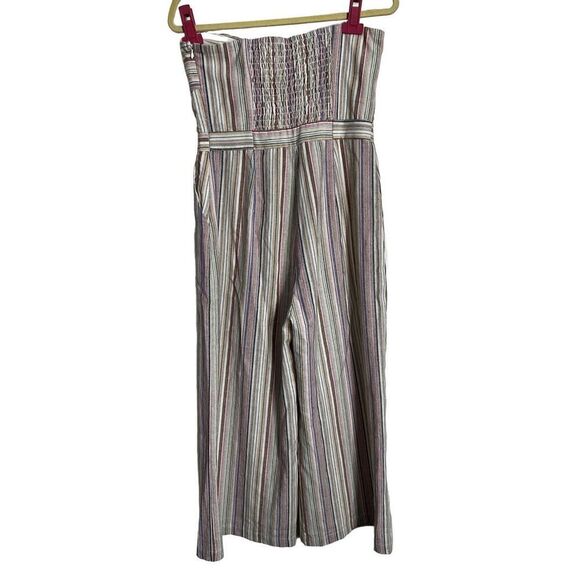 Tart Jumpsuit Womens M Striped Strapless Sweetheart Christy Linen Blend Wide-Leg - Picture 4 of 16